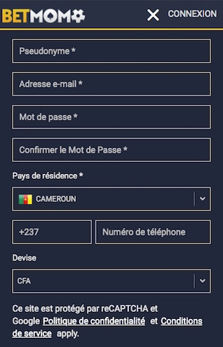 créer un compte sur betmomo apk