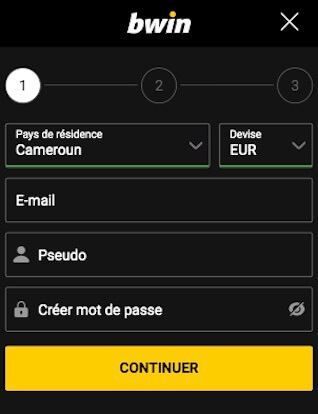 enregistrement compte bwin