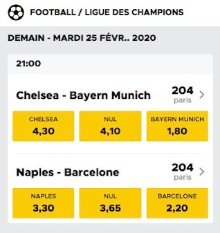 betclic cote ligue des champions