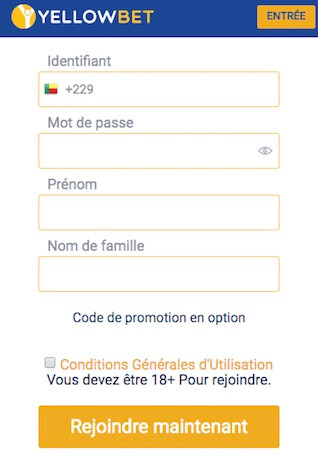 créer un compte yellow bet