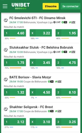 liste sports unibet