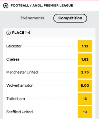 betclic pari top 4 premier league