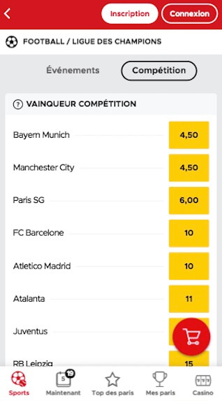 betclic cote ldc 2020