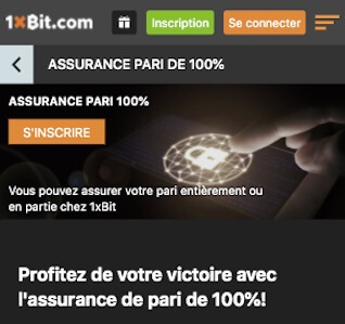 pari assuré sur 1xbit