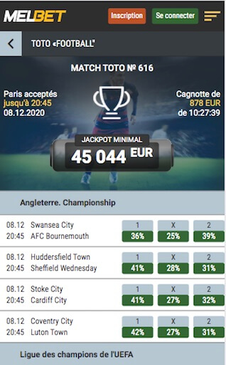 melbet 6 sur 7 pari remboursé ldc