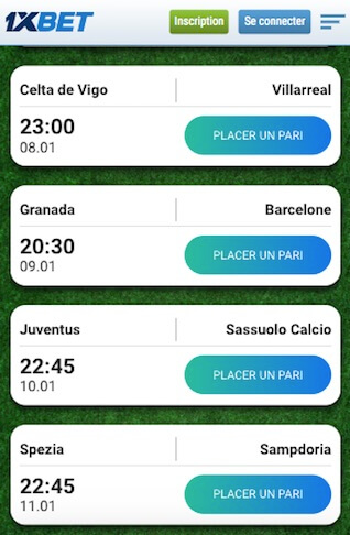 1xbet pari remboursé juventus sassuolo