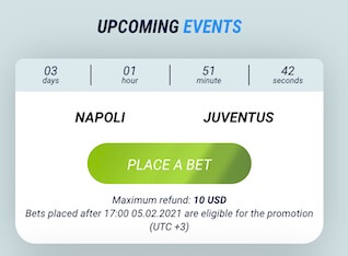 pari remboursé 1xbet serie a