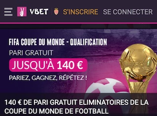 vbet mondial 140€ pari gratuit