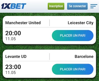 pari remboursé 1xbet man united leicester