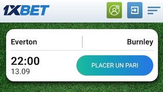 1xBet pari football Premier League Everton Burnley