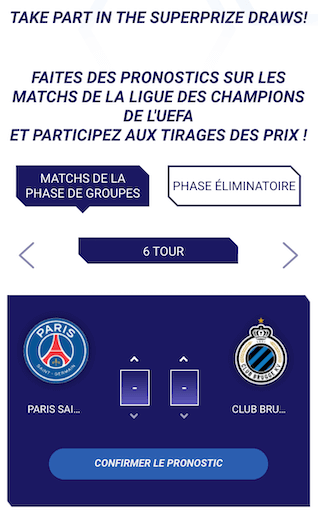 parie sur la champions league et psg vs bruges avec 1xbet