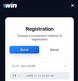 créer un compte sur 1win