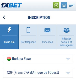 1xbet inscription burkina