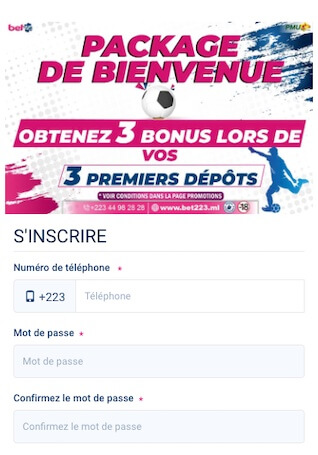 ouvrir un compte sur bet223 au mali