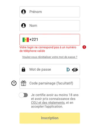 créer un compte sur sunu bet